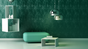 modern living space in green hue