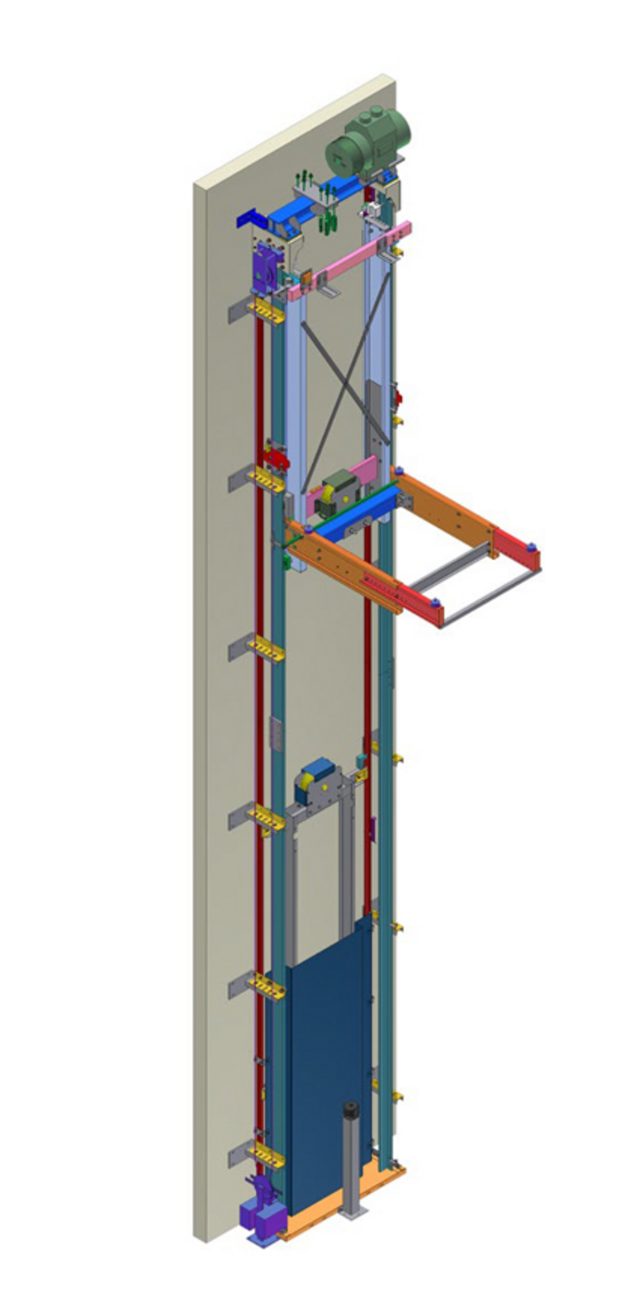 Elevator shaft with mechanical components diagram